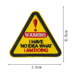 Funny warning patch embroidered badge, clothing decorative DIY fashion accessory 5.8x6.8cm