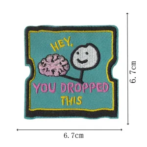 Funny brain stick figure embroidered patch badge iron on clothes backpack DIY accessories