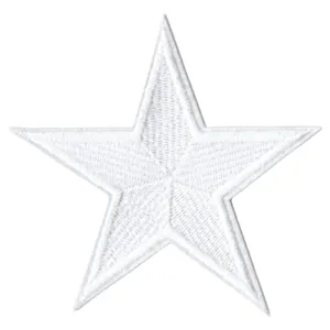 White star embroidered patch, premium cloth badge for garments, hats, and bags decoration.