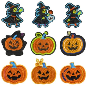 Halloween Pumpkin Witch Embroidery Patch Iron On Applique Decorative Badge For Clothes Hat Bag DIY
