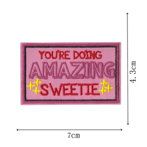 Embroidered patch with encouraging quote letters and cute stars, perfect for jacket decor.