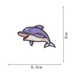 Cartoon Delfin Stickerei Aufnäher Stoff DIY Kleidung Reparatur dekorative Abzeichen Bügelbild