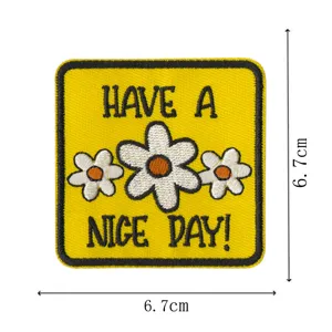 Yellow daisy embroidered patch cute cloth badge appliques for clothing jackets hats DIY repair