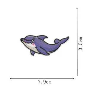 Niedlicher lila Delfin bestickter Aufnäher Kleidung Zubehör DIY Bügelbild Applikation