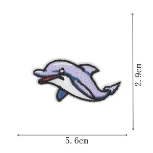 Niedlicher Cartoon Delfin Stickerei Aufnäher zum Aufbügeln Kleidung DIY Abzeichen