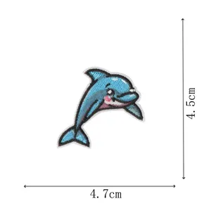 Niedlicher Delfin Stickaufnäher, KREATIVes Meereskreatur Bügelbild für Kleidung Reparieren.