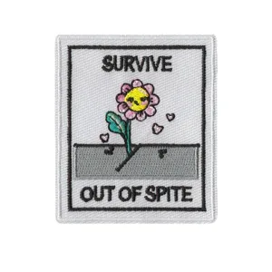 Embroidered patch cute funny flower survive out of spite badge DIY clothing accessory