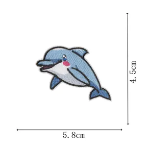 Süßer Cartoon Delfin Stickerei Aufnäher zum Aufbügeln für Kleidung Reparatur Dekoration