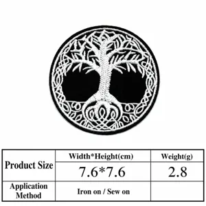 Runder Lebensbaum Stickaufnäher zum Aufbügeln oder Aufnähen Kleidung Deko Applikation 7,6cm