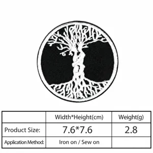 Bestickter Baum Stoffaufnäher Bügelbild zum Aufbügeln oder Aufnähen runde Applikation 7.6cm