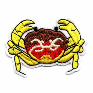 Patch brodé crabe de dessin animé thermocollant applique pour vêtements veste badge DIY