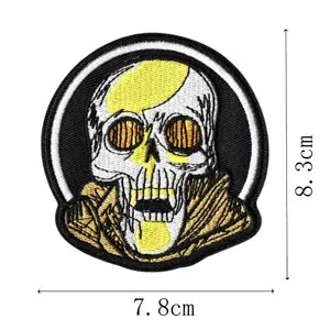 Patch brodé tête de mort punk écusson thermocollant pour vêtements vestes jeans DIY déco