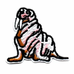 Mignon patch brodé de morse de dessin animé thermocollant vêtements DIY badge déco