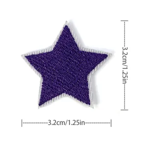 Purple star embroidered patch clothing accessory DIY iron-on badge apparel decor detail close-up