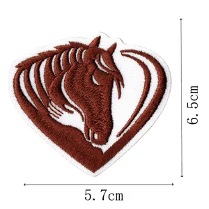 Embroidered horse patch brown animal badge iron on applique clothing repair accessory.