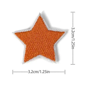 Orange and white embroidered five-pointed star patch clothing accessory DIY decoration.