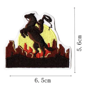 Western cowboy horse embroidery patch canyon clothing repair DIY accessory detail shot