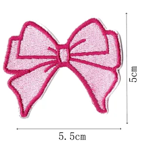 Pink bow embroidered patch cute DIY clothing bag hat repair decorative applique patch