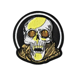Patch brodé tête de mort punk écusson cool thermocollant ou à coudre pour vêtements