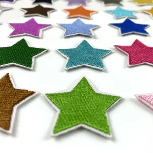 Colorful embroidered star patches iron on sew on appliques for clothing jeans hats DIY crafts
