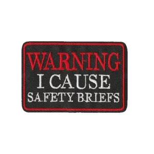 Embroidered tactical morale patch with funny warning text, durable hook and loop badge for hats and jackets.