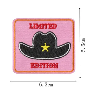 Cute cartoon cowboy hat embroidered patch with star iron on badge DIY accessory