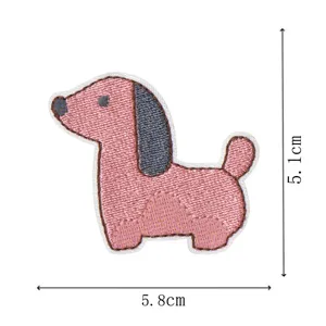 Cute cartoon sausage dog embroidered patch DIY clothing accessory iron on badge 5.8cm