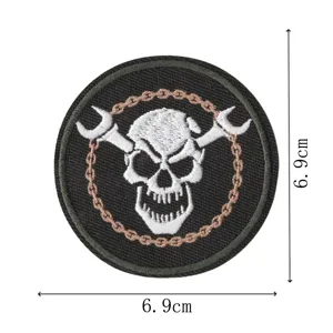 Geborduurde patch doodskop biker stijl stoffen badge DIY decoratie voor kleding en tassen.