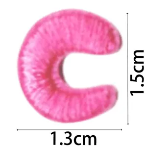Pink letter C embroidery patch DIY clothing accessory mini size detail shot for cute decor