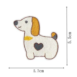 Cute cartoon sausage dog embroidered patch for DIY clothing accessories and garment decor.