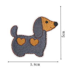 Dachshund embroidered patch cute cartoon dog clothing accessory DIY craft fabric badge detail