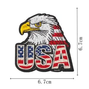 USA Eagle Embroidered Patch American Flag Badge Iron on Sew on Applique Decal 6.7cm