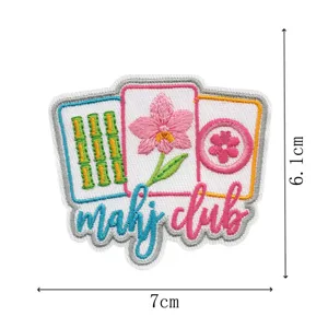 Blumen Mahjong Stickerei Aufnäher DIY Bügelbild für Kleidung und Taschen Dekoration