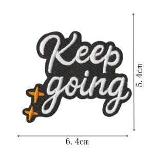 Bestickter Aufnäher Keep going Abzeichen DIY Kleidung Rucksack dekorative Applikation