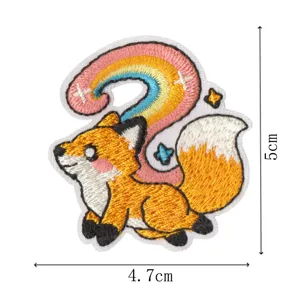 Simpatico patch ricamato con volpe arcobaleno per riparazione vestiti 5cm
