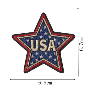 USA flag star embroidered patch, American patriotic clothing badge accessory 6.9x6.7cm