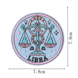 Vintage aesthetic Libra zodiac embroidered patch dream girl constellation badge for DIY clothes