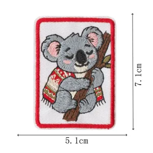 Christmas koala embroidered patch cute animal badge iron on apparel accessories decoration