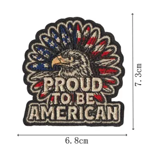 American eagle embroidered patch patriotic badge with dimensions for tactical jacket backpack.