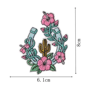 Embroidered horseshoe cactus patch iron on applique for denim jackets hats DIY clothes decor