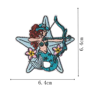 Patch brodé sirène vintage, écusson de réparation de vêtements de sac à dos mignon.