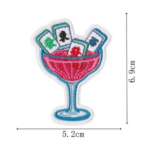 Mahjong Cocktail Stickaufnäher, süßer Cartoon Bügelflicken für DIY Kleidung Dekoration.
