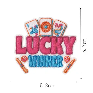Trendiges Mahjong Bestickt Aufnäher Lucky Winner Bügelbild DIY Deko Abzeichen 6.2cm