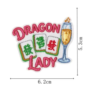 Drache Dame Mahjong Aufnäher Besticktes Bügelbild Cartoon Stil Dekorative Applikation