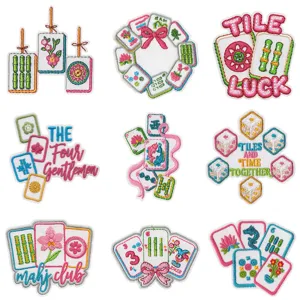 Toppe ricamate mahjong floreali creative termoadesive per abbigliamento zaino decorazione