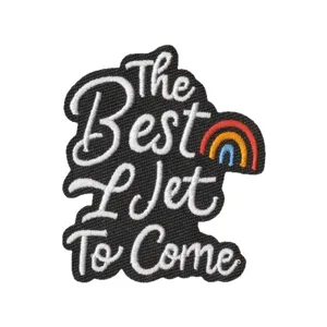 Modischer Bestickter Aufnäher mit englischem Text und buntem Regenbogen für Kleidung.