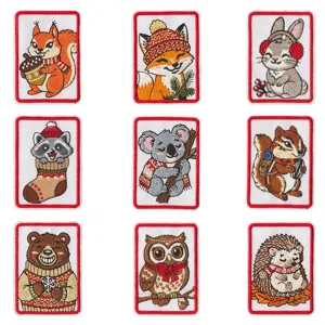 Christmas forest animal embroidered patches cute cartoon iron-on badges for clothing DIY