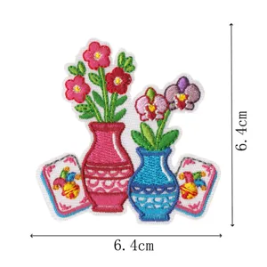 Bestickter Aufnäher Bügelbild Vase Blume Spielkarte DIY Kleidung Abzeichen Dekor Zubehör