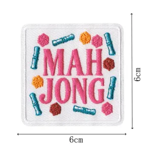 Bunte Mahjong Stickerei Aufnäher DIY Kleidung Bügelbild dekoratives Accessoire 6cm.