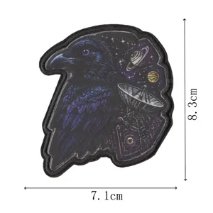 Cyberpunk raven embroidered patch tactical clothing backpack 8.3x7.1cm iron on patch decor